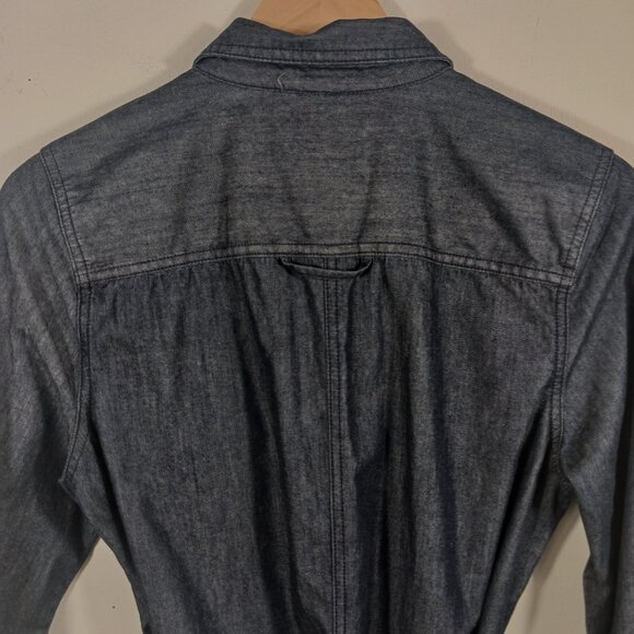 Old Navy Denim Dress, Shift with Belt, Size Medium, Long Sleeve, 1/4 Button Down - Picture 8 of 15